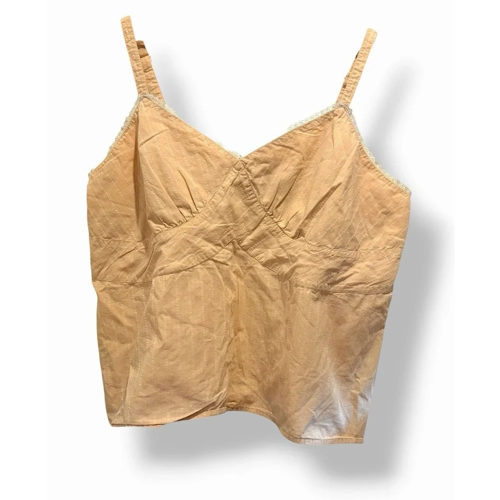 Venezia Cottagecore Tank Top Size 20 Peach Lace Trim Cotton Fairycore Boho Cami - Picture 2 of 15